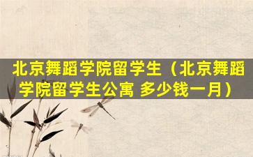 北京舞蹈学院留学生（北京舞蹈学院留学生公寓 多少钱一月）